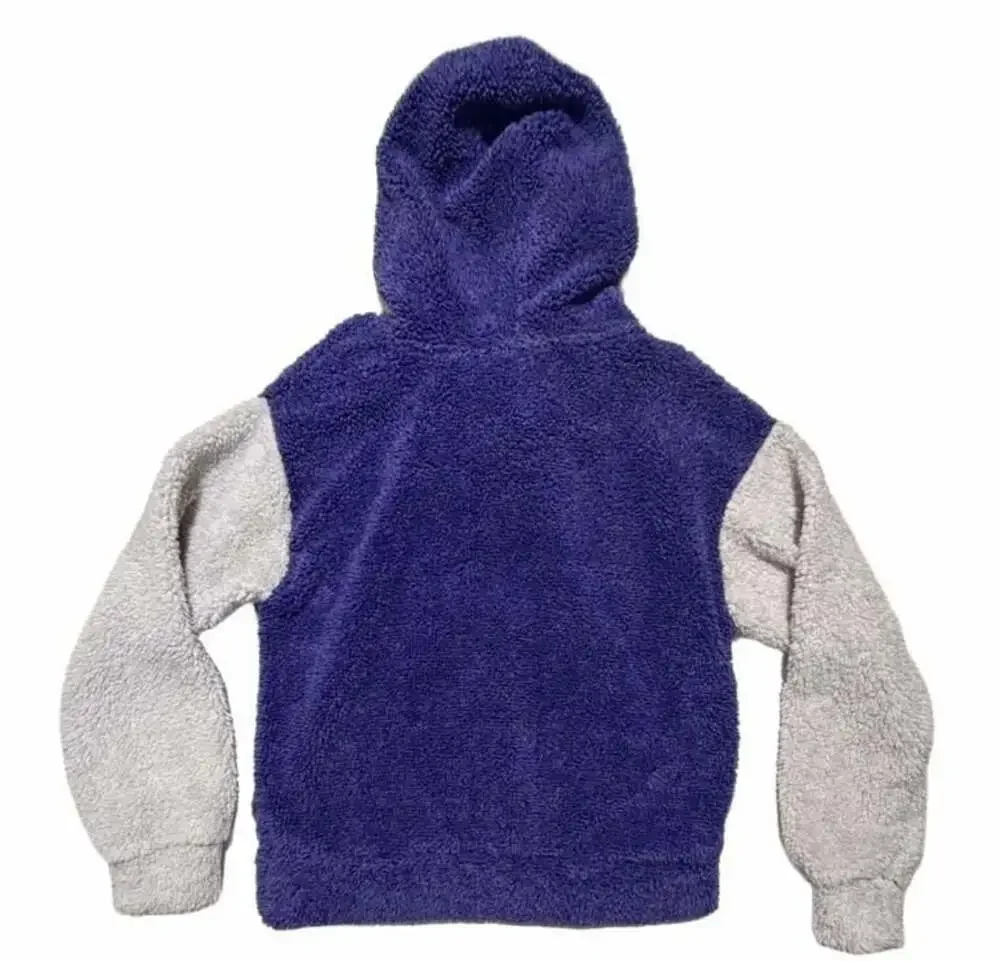 NFL Girls Minnesota Vikings Purple and Grey Sherpa Fleece Hoodie Youth Size XL